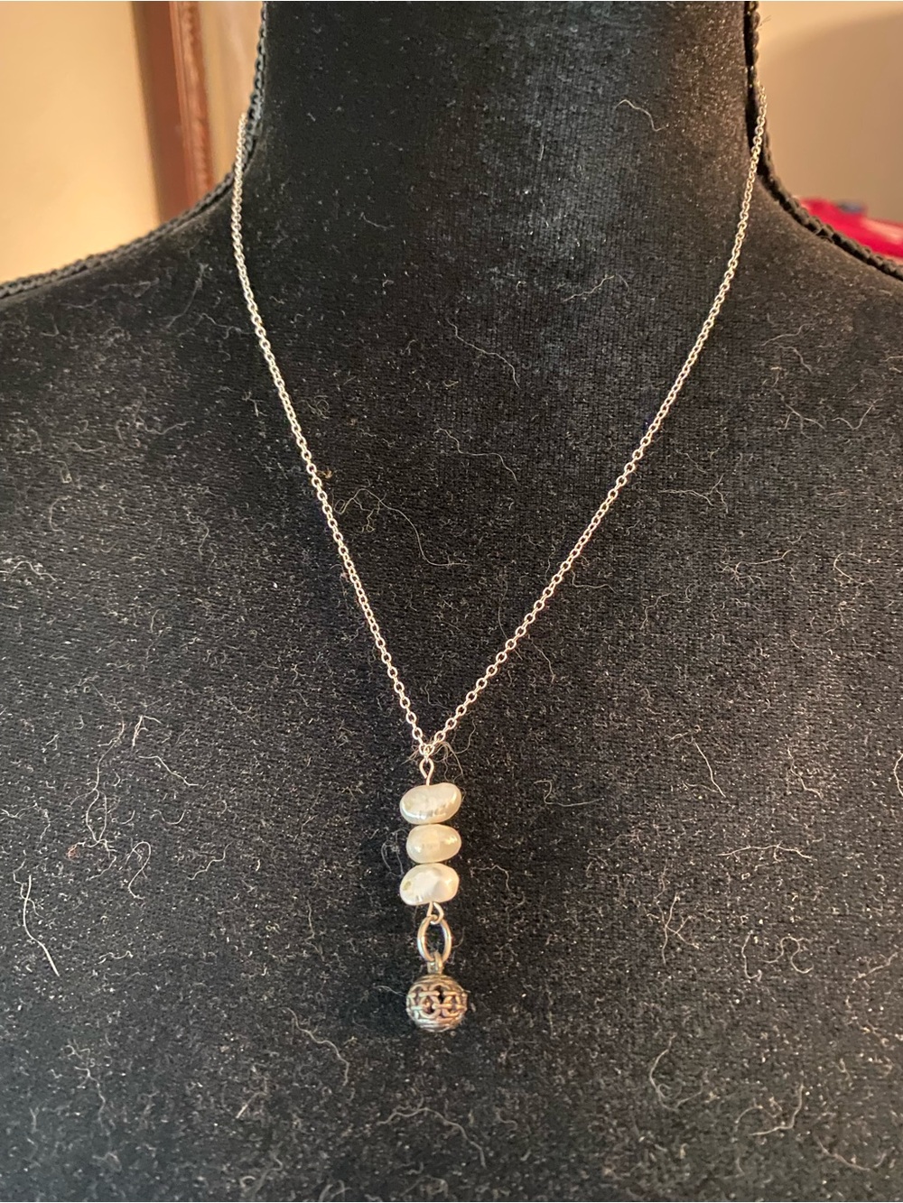 Handmade Sterling Silver Necklace w Cultured Pearl Pendant